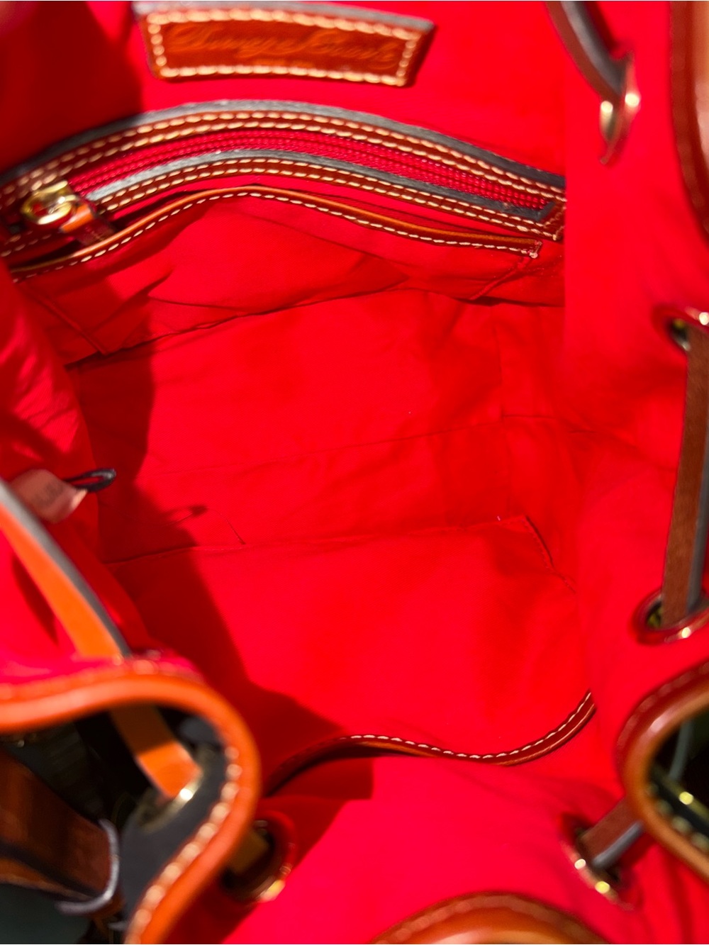 Dooney & Bourke Small Black Suede Bucket Bag with Tan Leather Trim - Picture 13 of 15